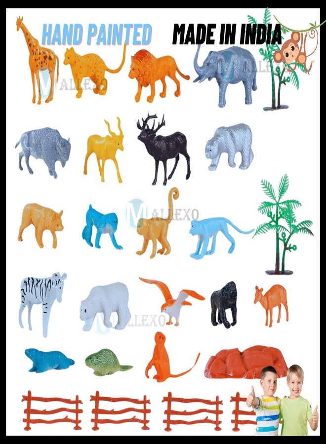 Mallexo مجموعة ألعاب حيوانات الغابة من ماليكسو للأطفال، تتضمن 58 قطعة من مجسمات حيوانات المزرعة، ومجموعات حيوانات حديقة الحيوانات البرية، وألعاب للأولاد والبنات مع حمار وحشي وأسد ونمر، ولعبة سفاري الغابة للأطفال (58 قطعة - فيل). - Image 5